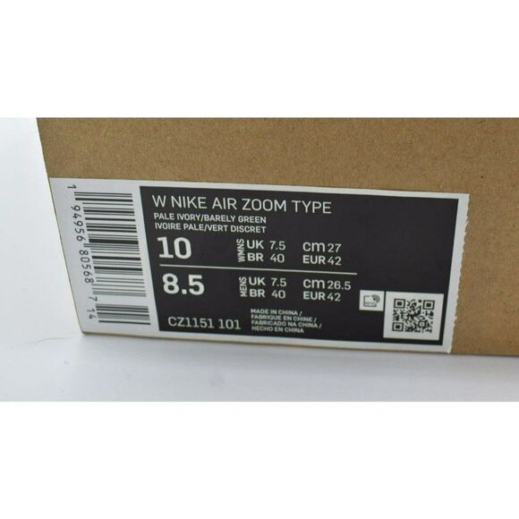 Nike Womens Size 10 Air Zoom Type Ivory Green Sneakers Shoes CZ1151-101
